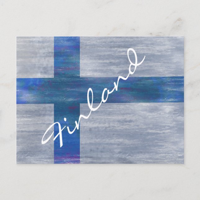 Postal Bandera finlandesa angustiada (Anverso)