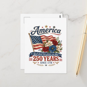 Postal Bandera floral de 250 años de América