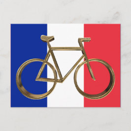 Postal Bandera Francesa Ciclista en bicicleta de oro