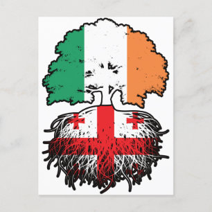 Postal Bandera georgiana irlandesa de árbol