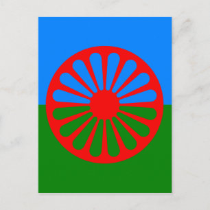 Postal Bandera gitana oficial romaní