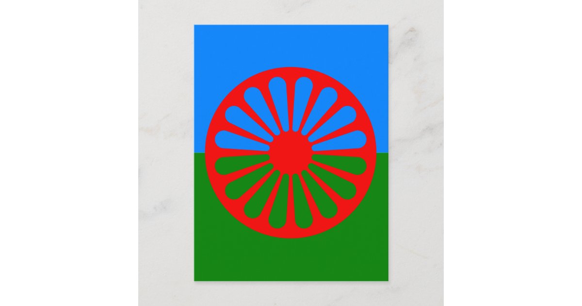 Postal Bandera gitana oficial romaní