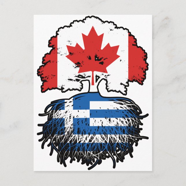 Postal Bandera griega canadiense de árboles (Anverso)