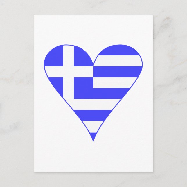 Postal Bandera griega del corazón funky (Anverso)