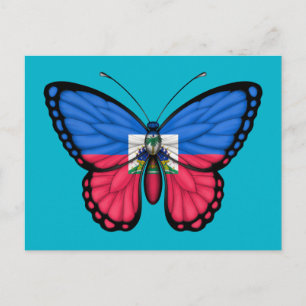 Postal Bandera haitiana de la mariposa