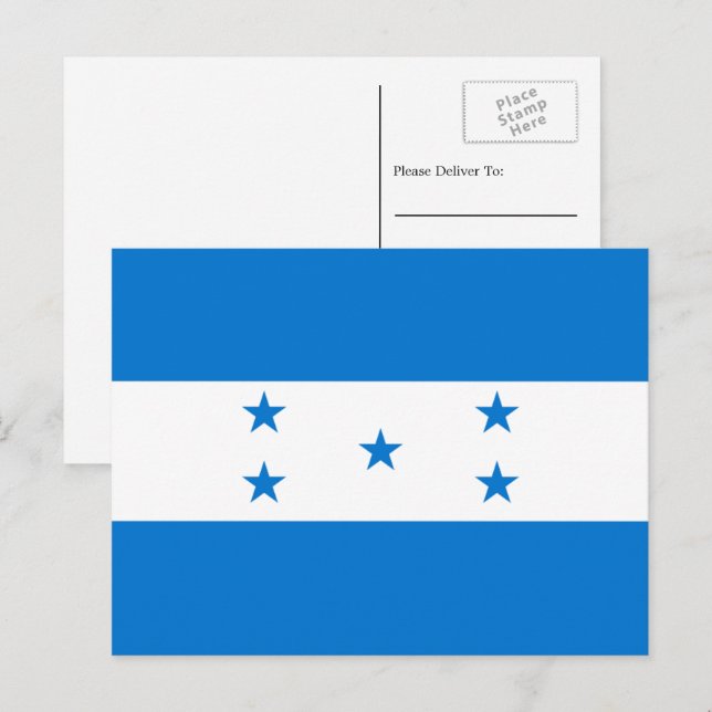 Postal Bandera hondureña, bandera de Honduras (Anverso / Reverso)