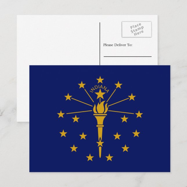 Postal Bandera Hoosier, Bandera de Indiana (Anverso / Reverso)