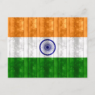 Postal Bandera india de madera