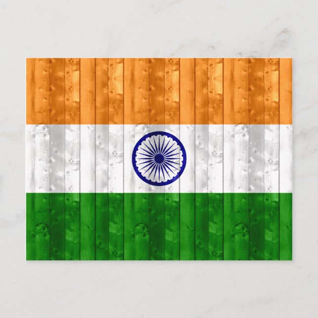 Postal Bandera india de madera (Anverso)