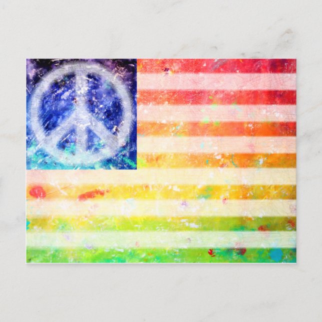 Postal Bandera inestable de la paz hippie (Anverso)