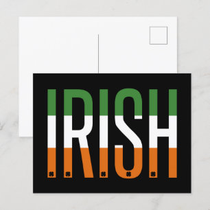 Postal Bandera irlandesa del Día de San Patricio Shamrock
