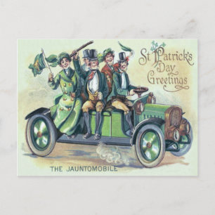Postal Bandera irlandesa Shillelagh Verde Coche Trébol