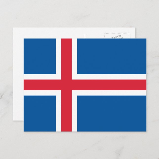 Postal Bandera islandesa, Bandera de Islandia (Anverso / Reverso)