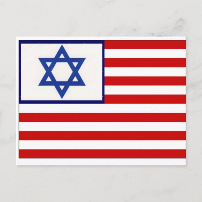 Postal Bandera israelí estadounidense ~ Juntos Apoyamos a (Anverso)