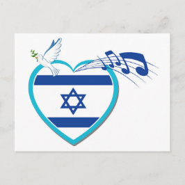 Postal Bandera israelí - música - paz - amor,