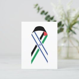 Postal Bandera israelí y palestina cinta de la paz