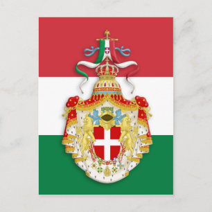 Postal Bandera italiana con insignia del Reino de Italia