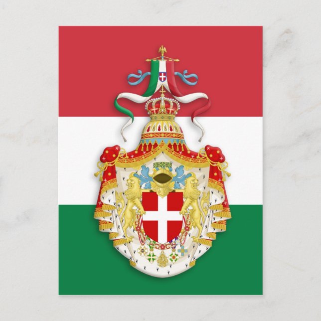 Postal Bandera italiana con insignia del Reino de Italia (Anverso)