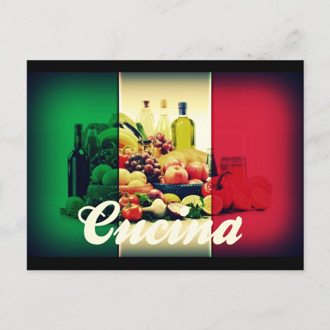 Postal Bandera italiana cucina (Anverso)
