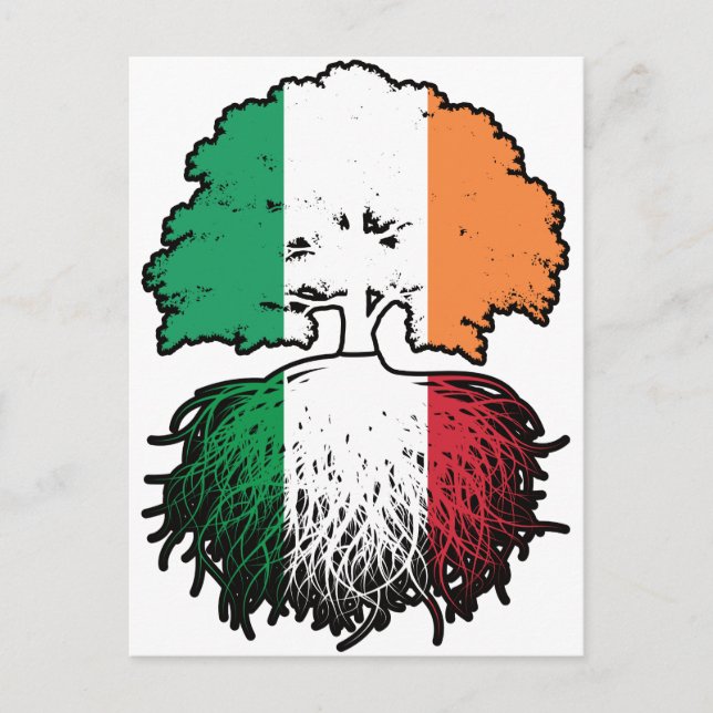 Postal Bandera italiana de raíces de árboles de Irlanda i (Anverso)