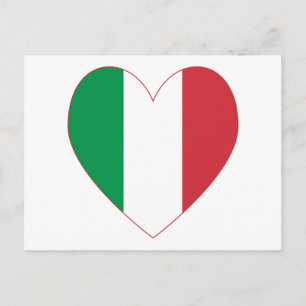 Postal Bandera italiana en forma de corazón
