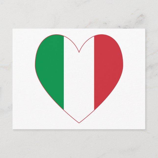 Postal Bandera italiana en forma de corazón (Anverso)