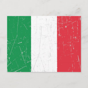 Postal Bandera italiana escarpada y resquebrajada