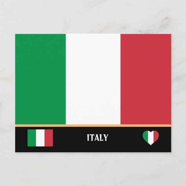 Postal Bandera italiana y viajes por países italianos / I (Anverso)