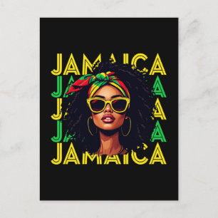 Postal Bandera jamaiquina Chica de Jamaica Orgullosas muj