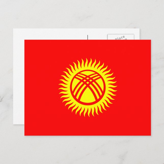 Postal Bandera kirguisa, bandera de Kirguistán (Anverso / Reverso)