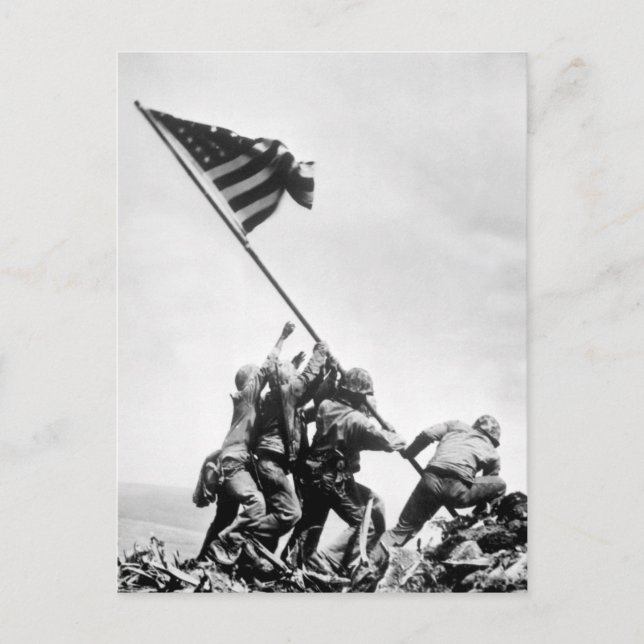 Postal Bandera levantándose en la imagen de Iwo Jima_War (Anverso)