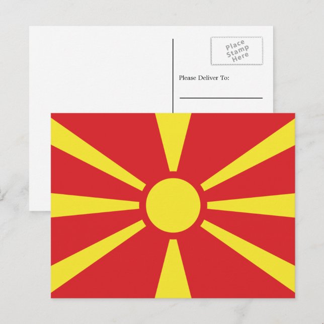 Postal Bandera macedonia, Bandera de Macedonia del Norte (Anverso / Reverso)