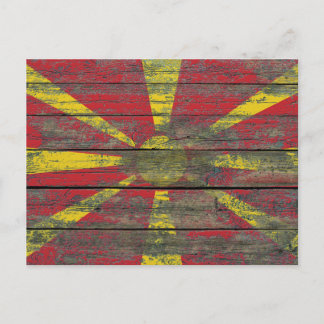 Postal Bandera macedonia en las juntas de madera bruta