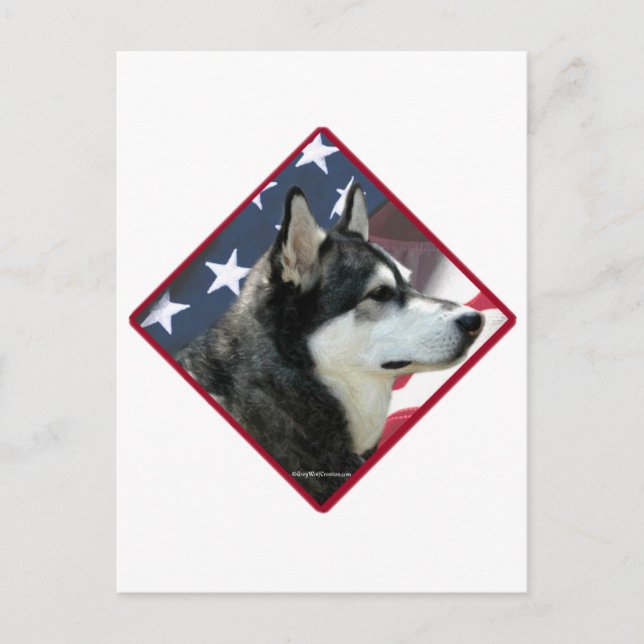 Postal Bandera malamuta de Alaska 2 (Anverso)