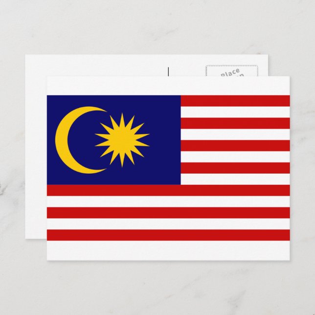 Postal Bandera malaya, bandera de Malasia (Anverso / Reverso)