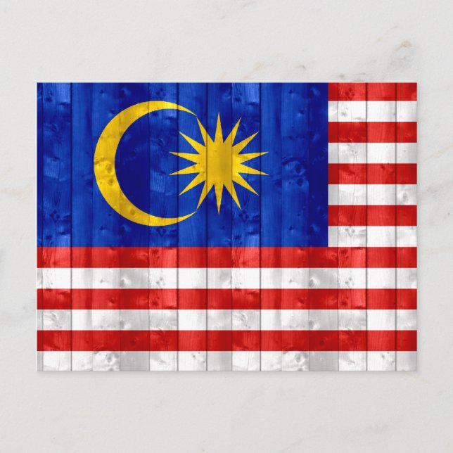 Postal Bandera malaya de madera (Anverso)