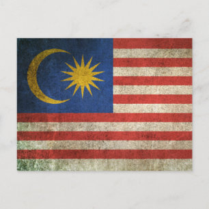 Postal Bandera maltrecha de la época de Malasia