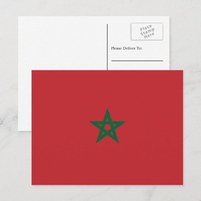 Postal Bandera marroquí, bandera de Marruecos (Anverso / Reverso)