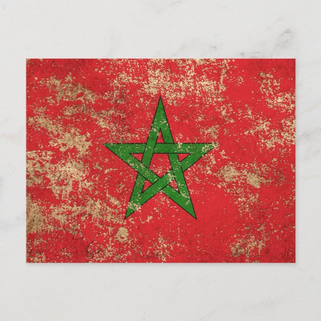 Postal Bandera marroquí de edad avanzada dura (Anverso)