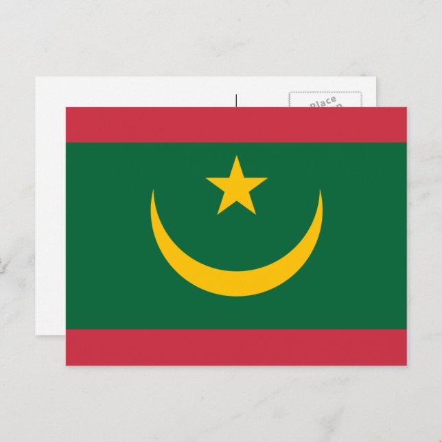 Postal Bandera mauritana, bandera de Mauritania (Anverso / Reverso)