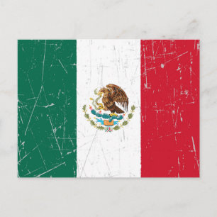 Postal Bandera mexicana escarpada y estrafalada