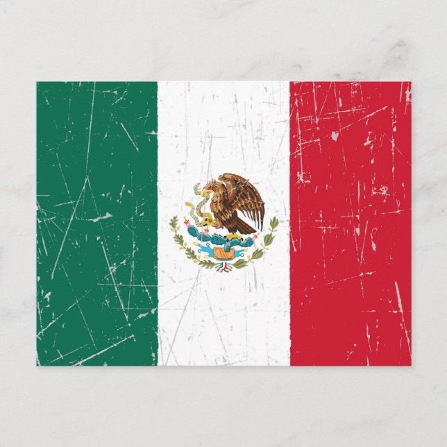Postal Bandera mexicana escarpada y estrafalada (Anverso)