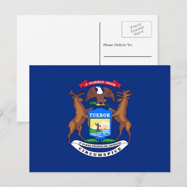 Postal Bandera Michigander, Bandera de Michigan (Anverso / Reverso)