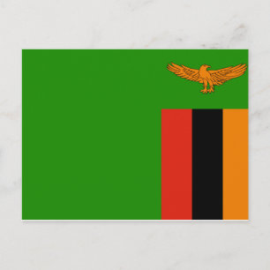 Postal Bandera nacional del mundo de Zambia