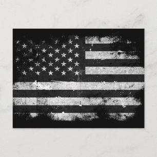 Postal Bandera norteamericana negra y blanca