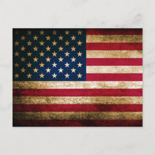 Postal Bandera norteamericana vintage