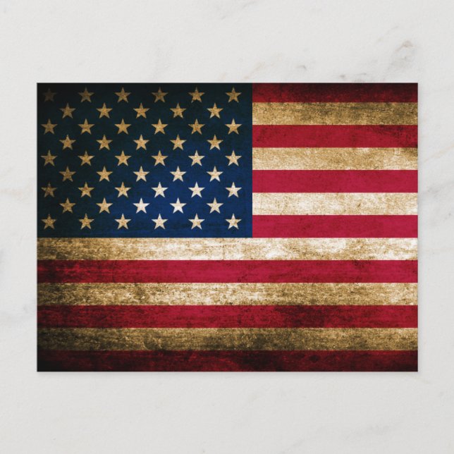 Postal Bandera norteamericana vintage (Anverso)