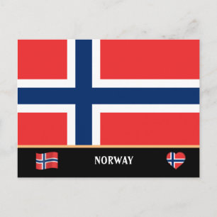 Postal Bandera noruega y viajes por Noruega