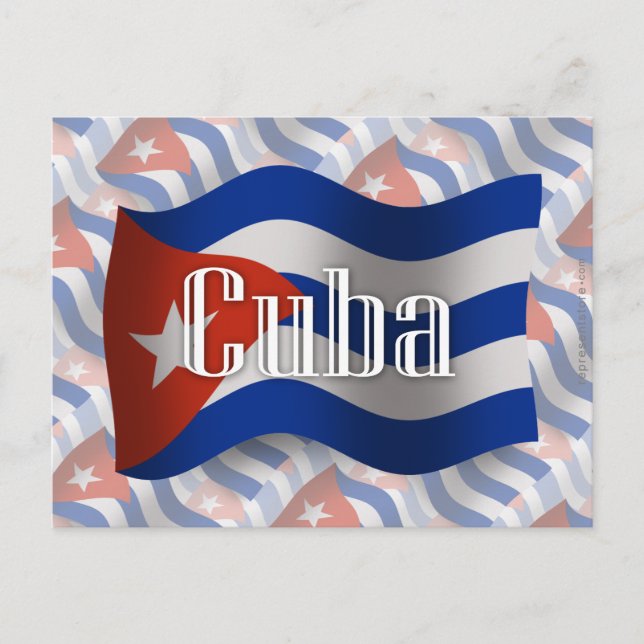 Postal Bandera ondeada de Cuba (Anverso)