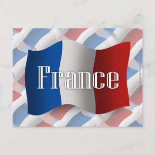 Postal Bandera ondeada de Francia